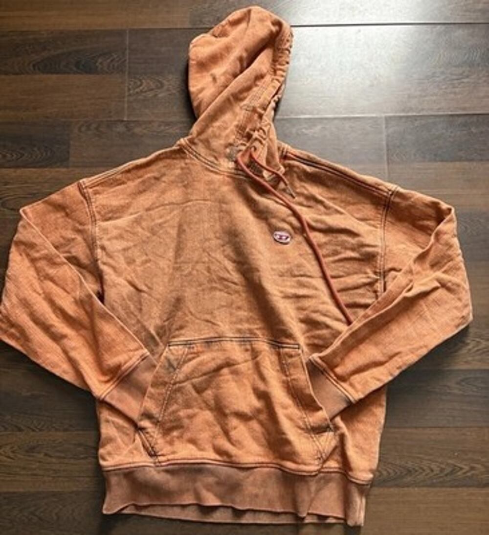 Diesel Track Denim Overdyed Distressed Hoodie Sz S Fit M/L